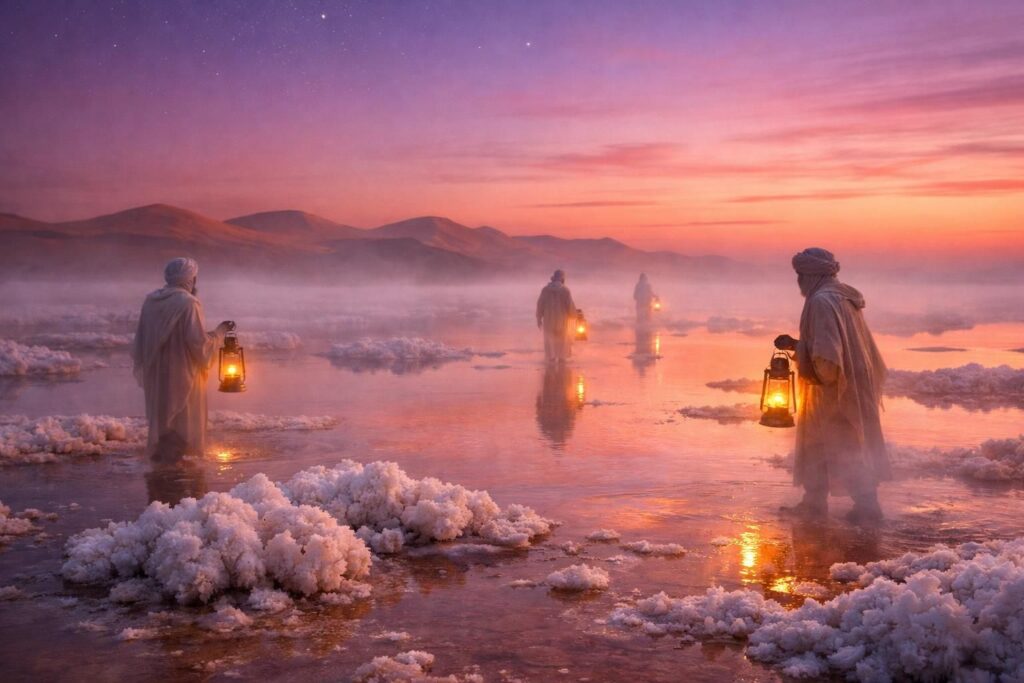 découvrez la beauté envoûtante du lac salé de chott-el-jérid à l'aube, un spectacle naturel magique entre lumière et reflet.
