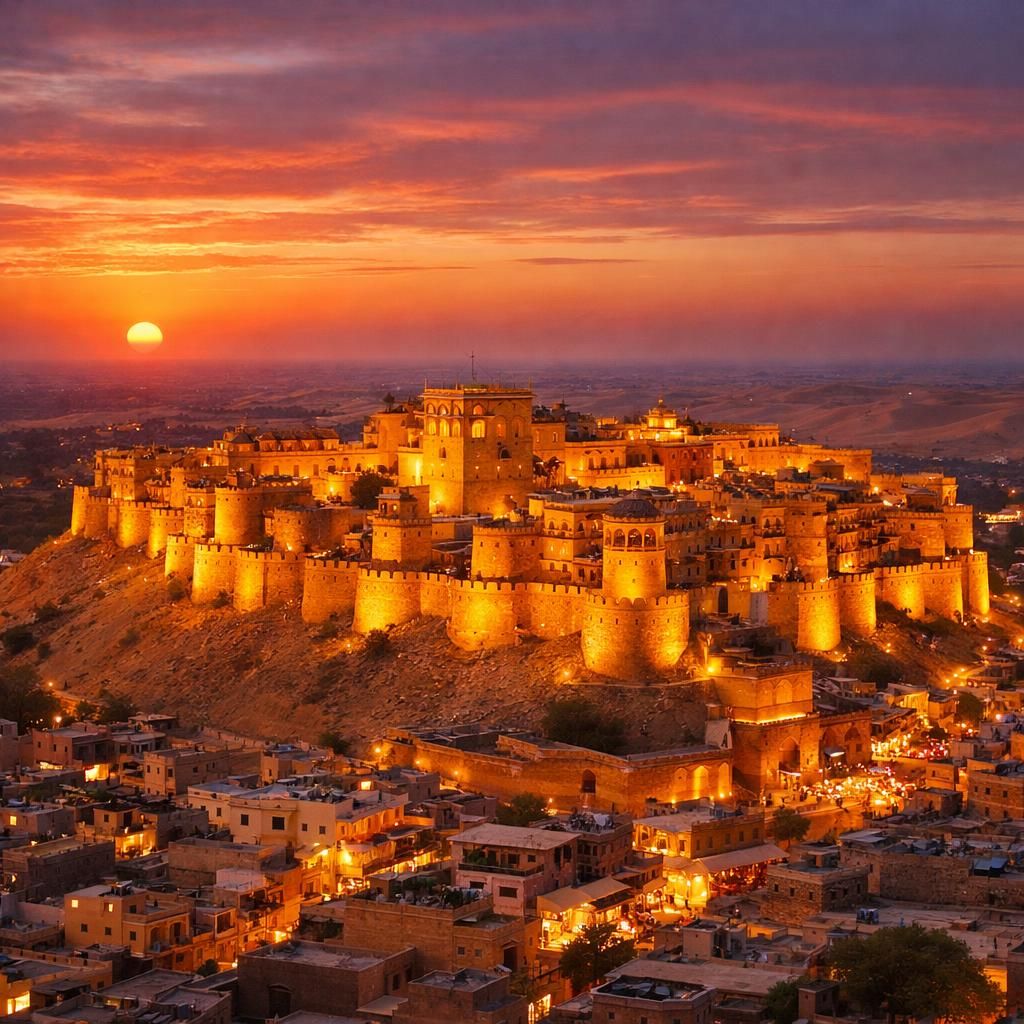 découvrez jaisalmer, le joyau doré du désert du thar, avec ses dunes majestueuses, son architecture en sable fin et son ambiance unique au cœur du rajasthan.