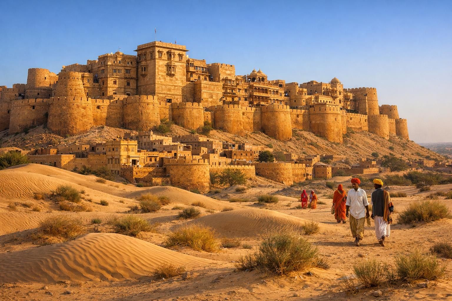 découvrez jaisalmer, le joyau doré du désert du thar, célèbre pour ses palais en sable, ses forts majestueux et son ambiance authentique au cœur du rajasthan.