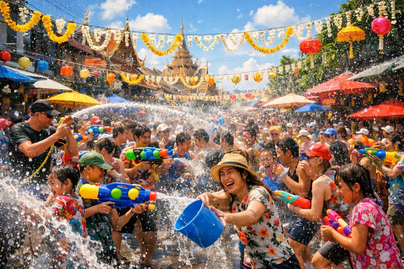découvrez songkran, la fête traditionnelle thaïlandaise, et vivez la plus grande bataille d'eau au monde avec joie, rires et rafraîchissement garanti !