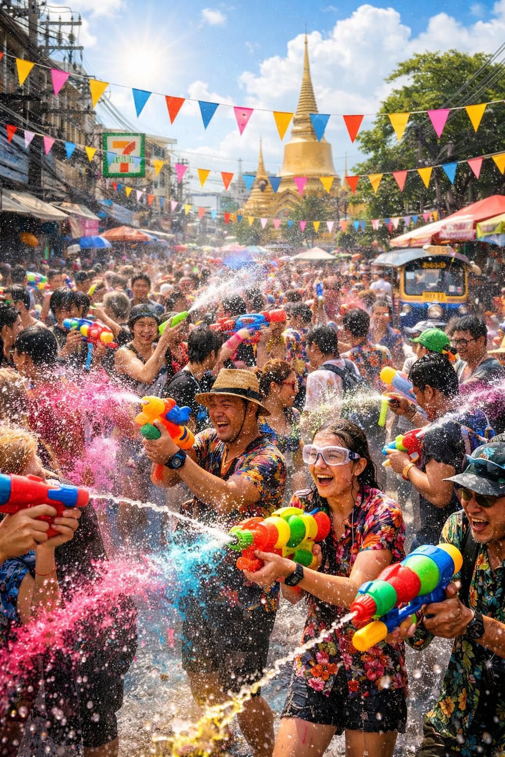découvrez songkran, la fête traditionnelle thaïlandaise et la plus grande bataille d'eau au monde. vivez une expérience unique pleine de fraîcheur, de joie et de culture !
